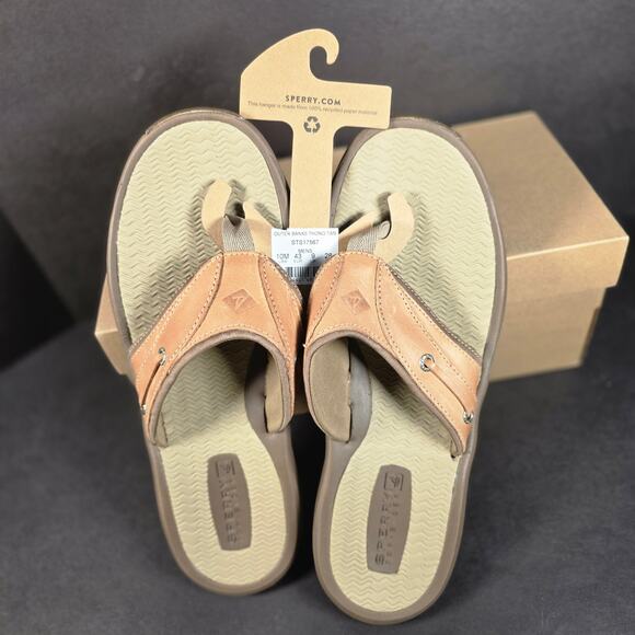 SPERRY Top-Sider Mens Outter Banks STS17567  Sandals TanFlip Flops NWT im Box main image 7